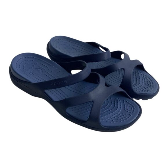 Crocs Kelli Iconic Strappy Slide On Sandal Women's 10 Navy Blue Comfort - Picture 8 of 11